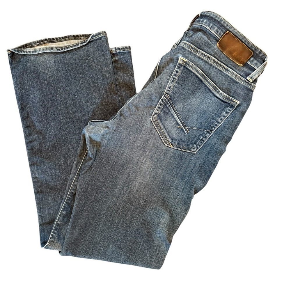 Buckle Bootcut Jeans in Denim Blue